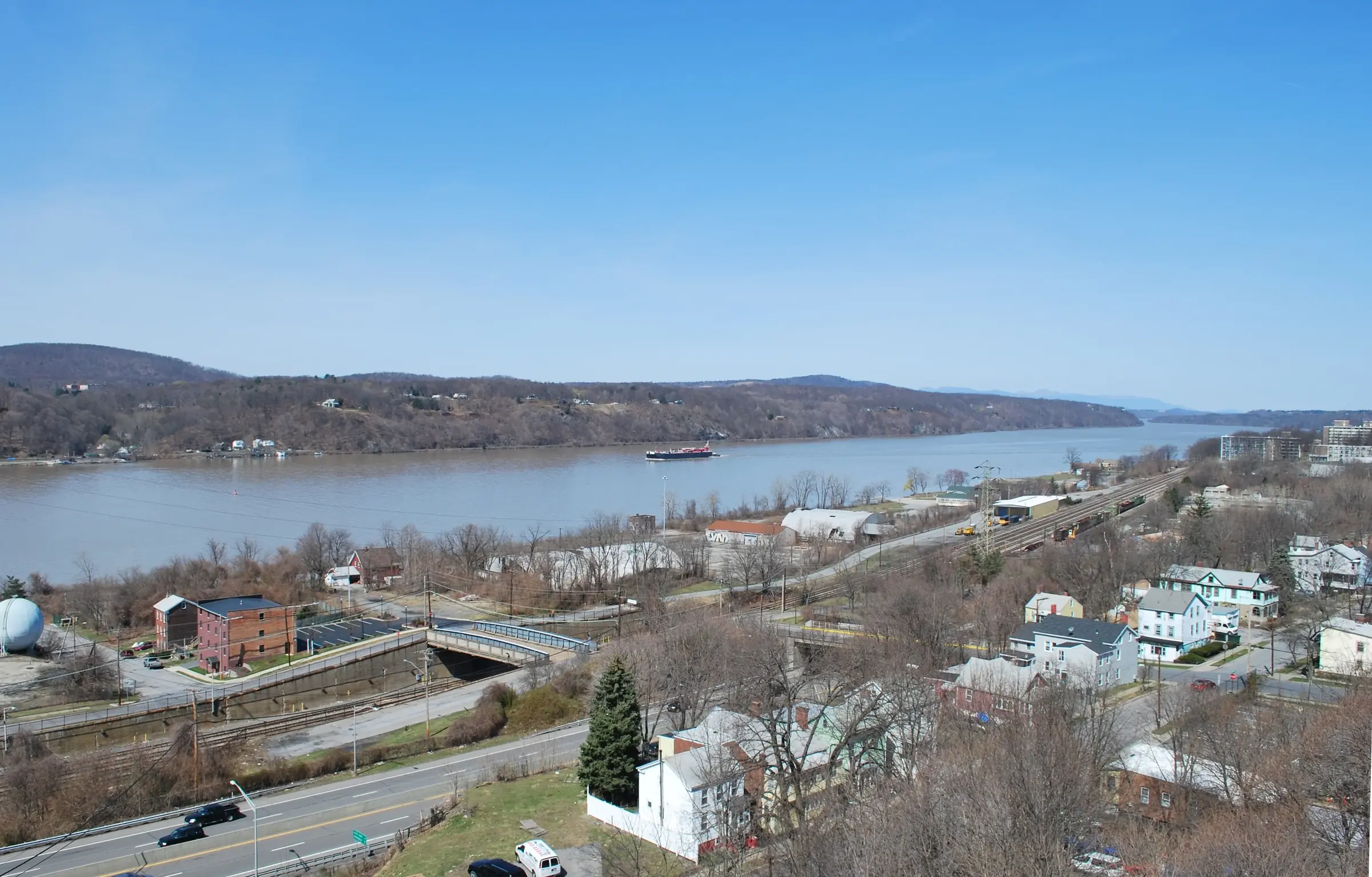 Poughkeepsie and the Hudson River seen from the Walkway Over the Hudson, Dutchess County, New York